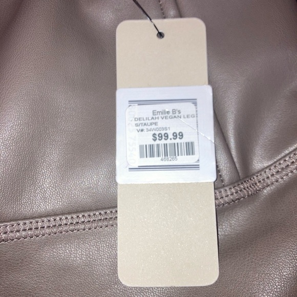 Vegan leggings taupe polyurethane and spandex NWT size S/p faux leather - Picture 7 of 7